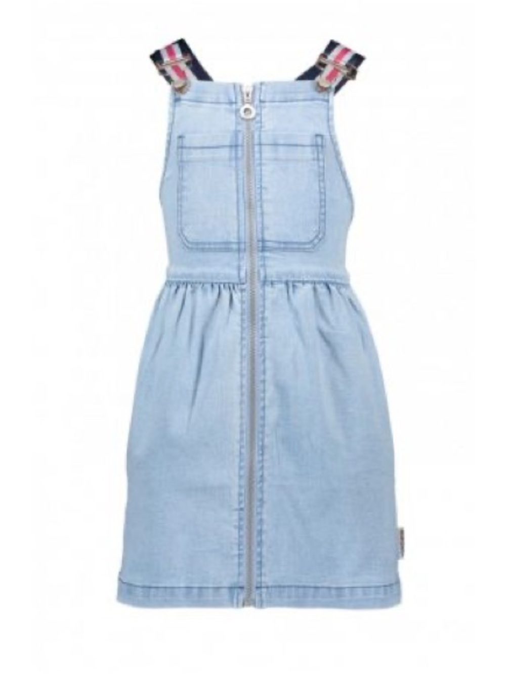 Light Blue Denim Zip-Front Kids Casual Dress